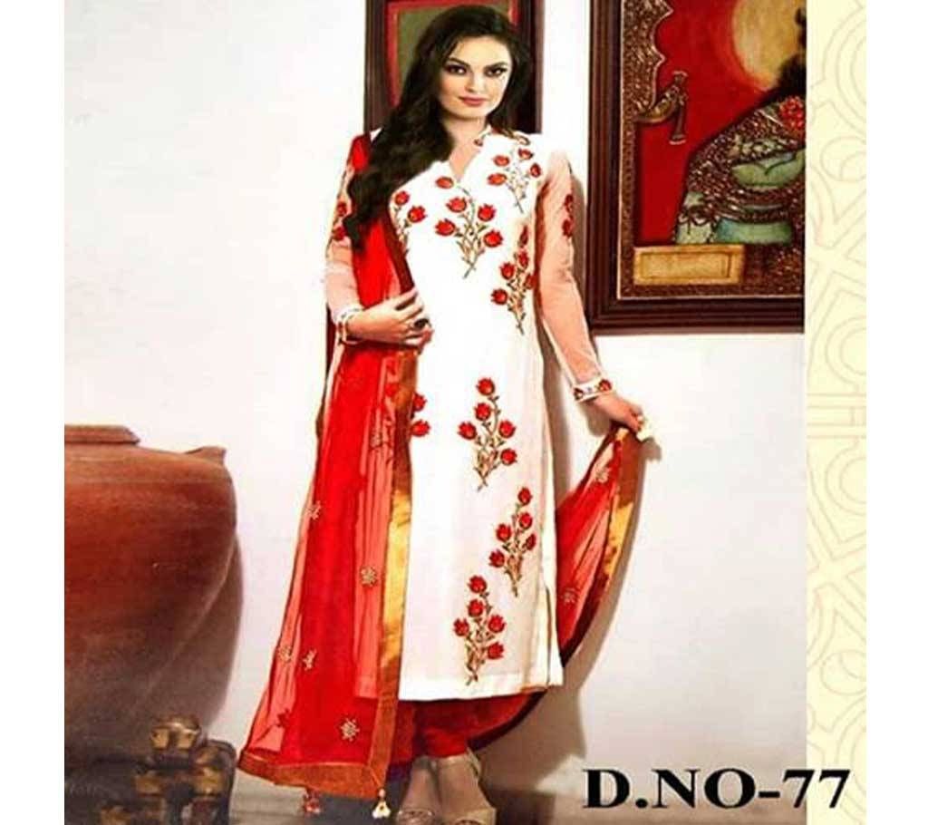 Multicolor Cotton Unstitched Three Piece For Women