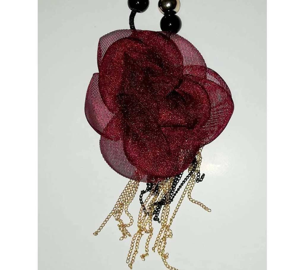 Long Chain Rose Necklace for Women - Maroon