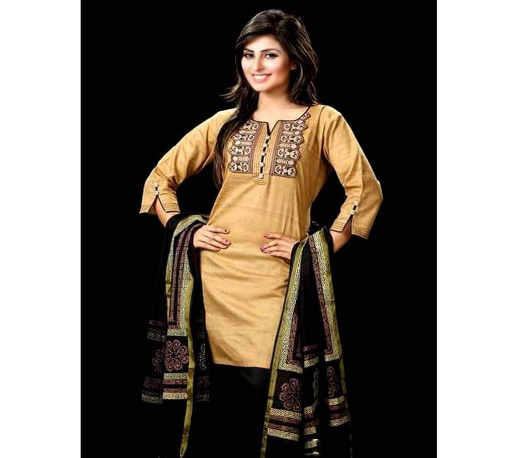 Unstitched Cotton Block Three Piece - DNO218