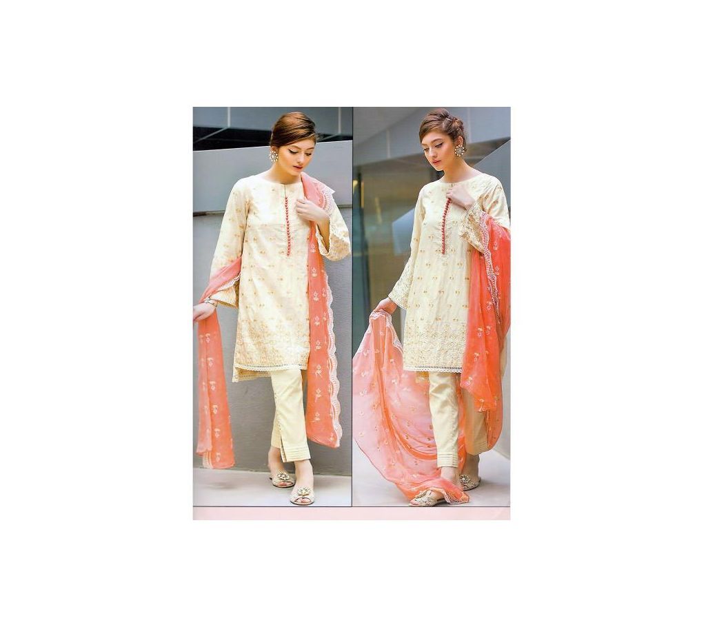 Cross Stitch Chikenkari-8186 Semi Stitched Three Piece - Copy