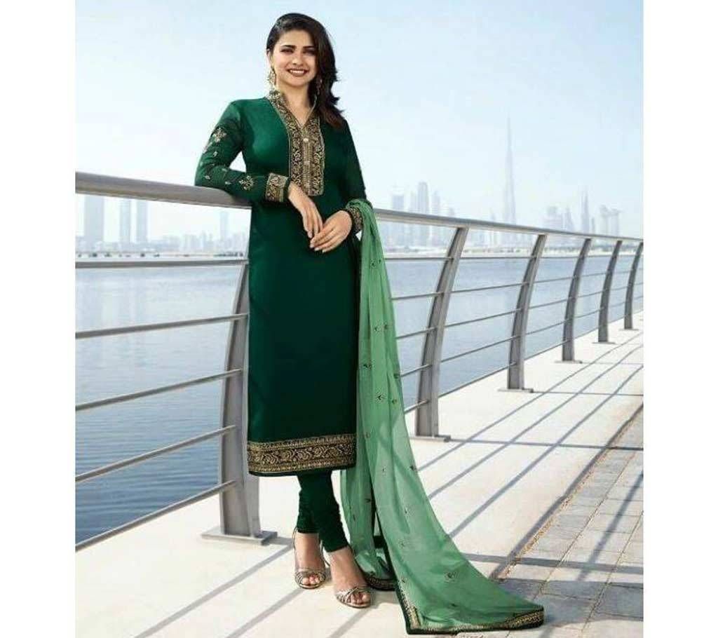 Eid Collection Unstitched 4 pcs Indian Navy Blue Silk Georgette Embroidery work Salwar Kamez For Women