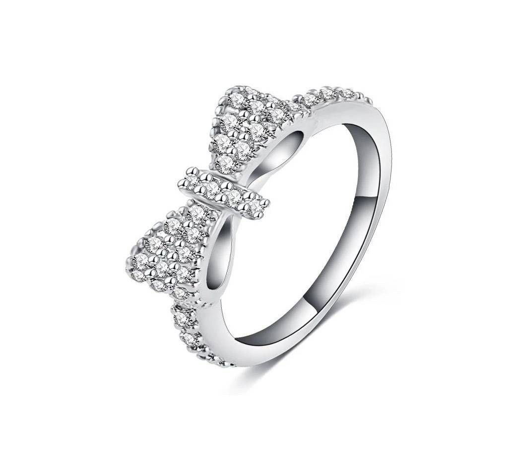 Lovely Bow Ring White Colour Cubic Zirconia Romantic Female Ring