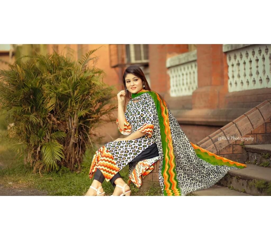 Unstitcheed cotton Three Piece 