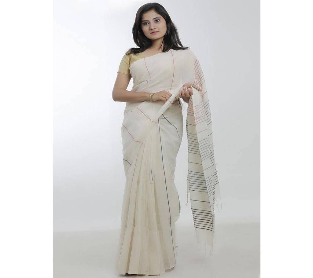 Off White Color Endi Cotton  Saree