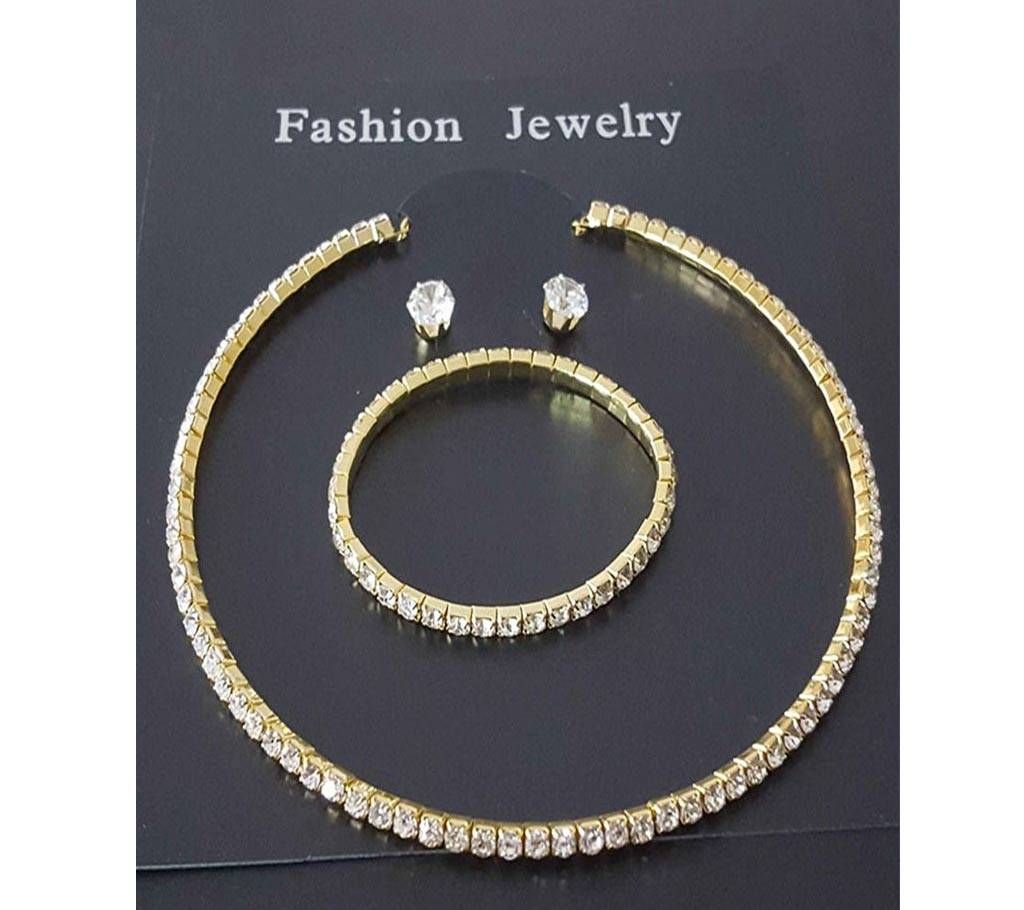 Jewelry Crystal Necklace Earring Bracelet Set 