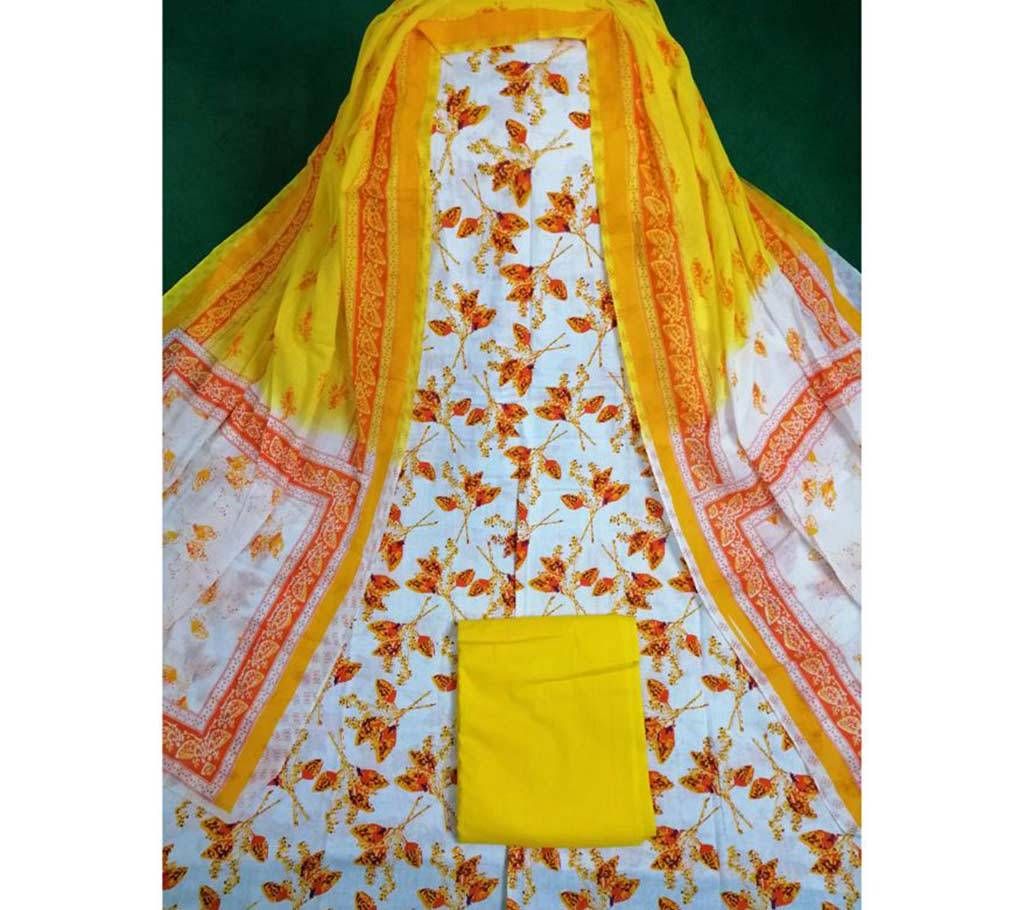 Unstitched Cotton Work Three Piece  