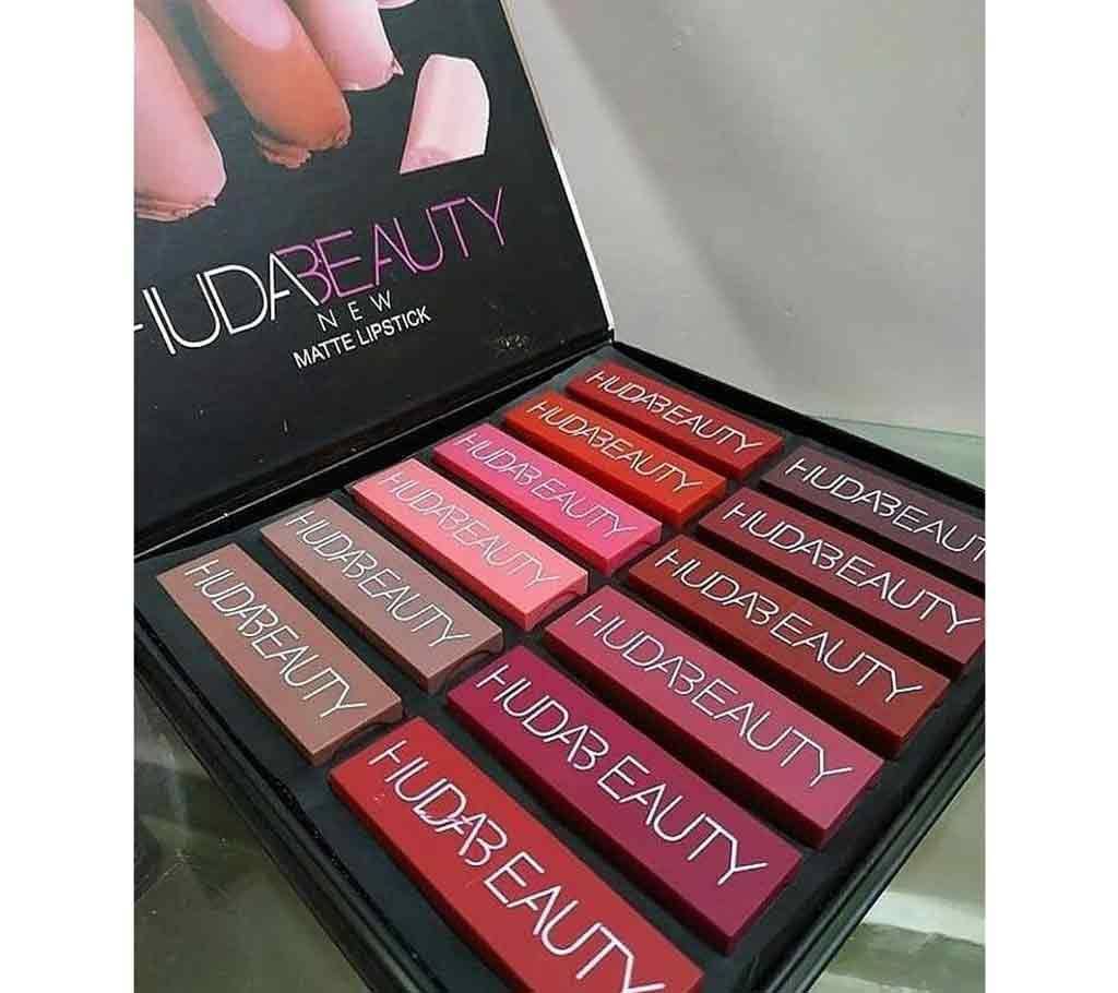 Huda Beauty Matte Lipstick Set Of 12 (Card Box Pack) 5 gm/ml P.R.C