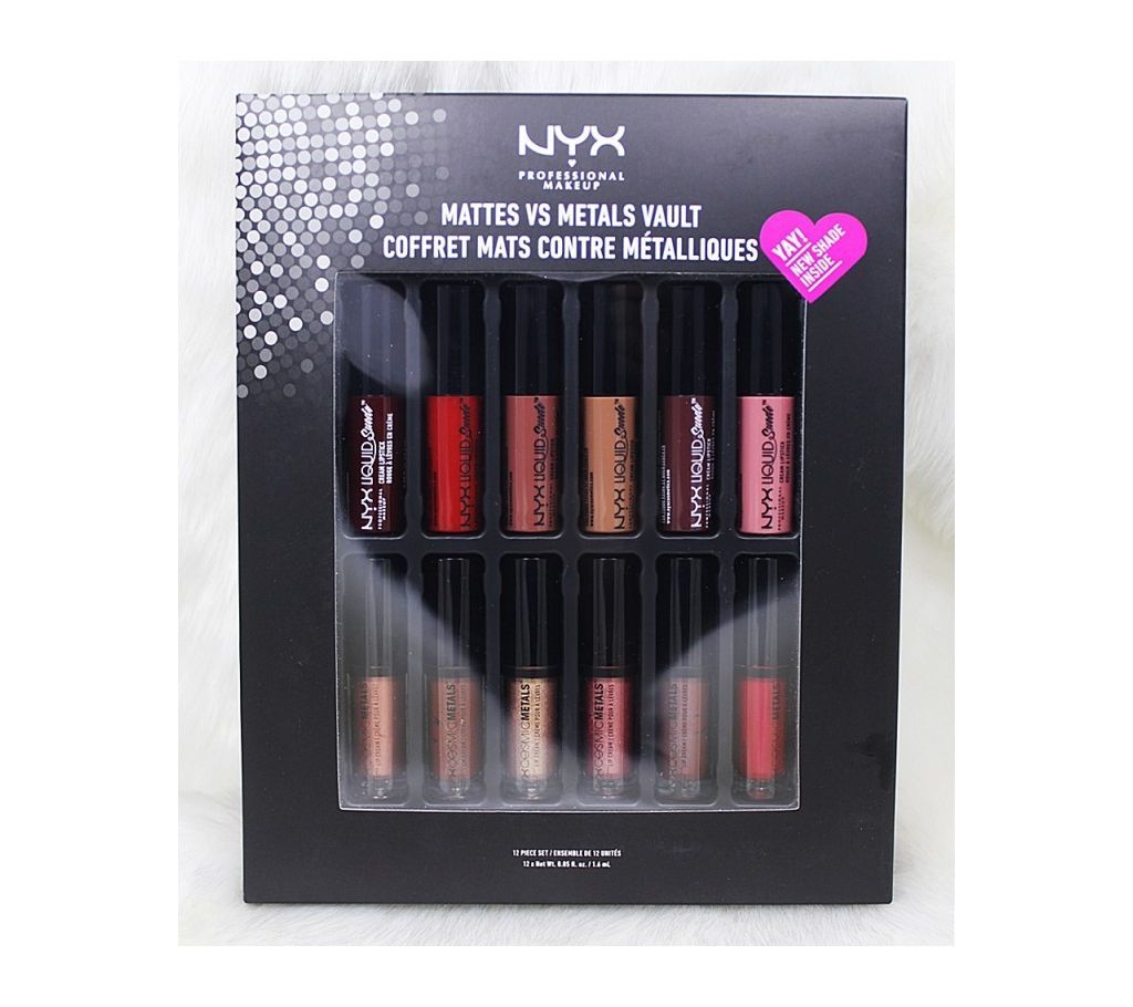Newest NYX Lipgloss meet the metallics vault soft matte lip cream lip set 12pcs/set- Thailand