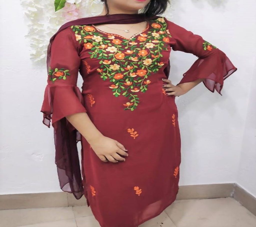 Unstitched  Georgette Embroidery 3pcs