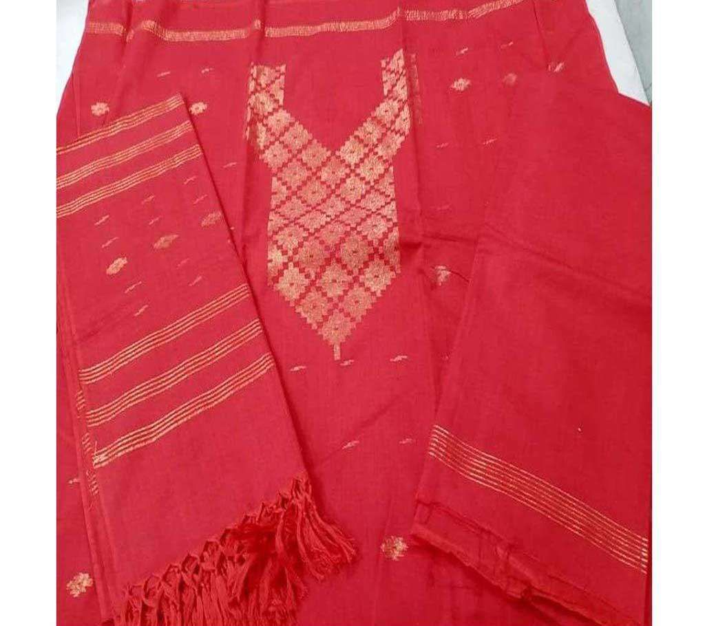 Unstitched Jamdai Cotton Three Piece 