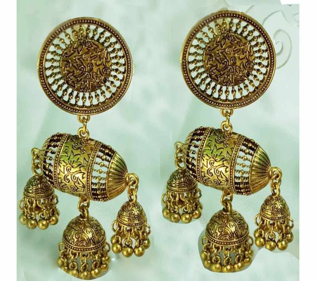 Gold Oxidised Jhumka