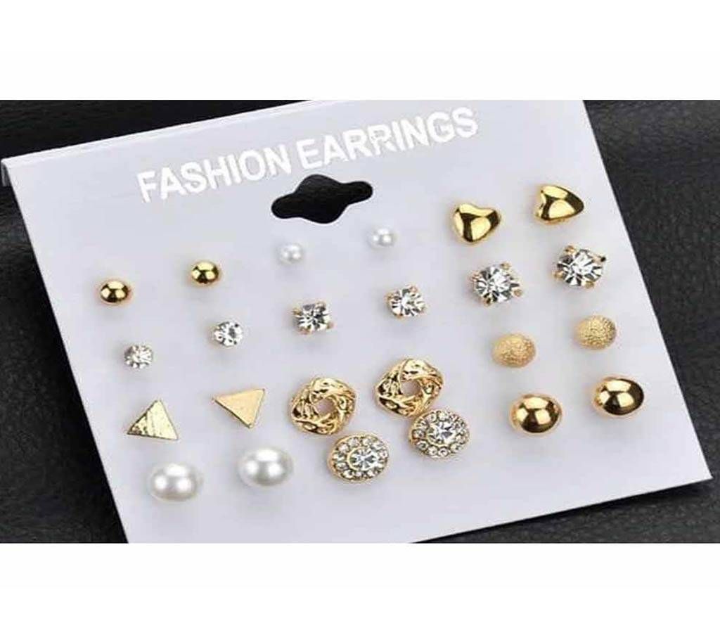 Golden Earring For Women- 12 Pair Pack Sets