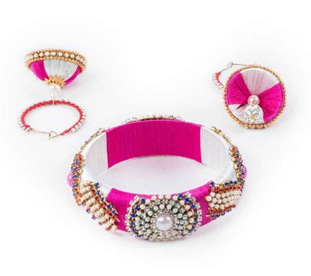 Multi Color Silk Thread Bangle & Earring