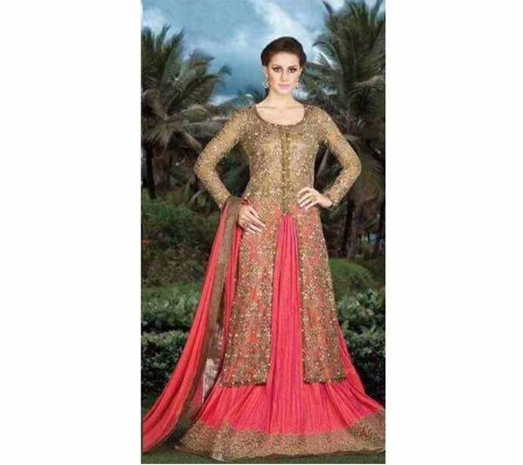 Semistitched Georgette Embroidery Long Dress copy