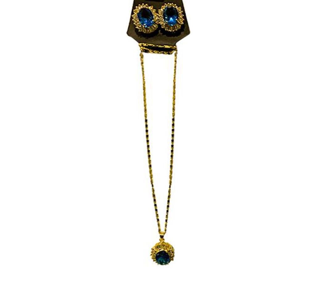 Golden Storm Pendent with Blue Stone