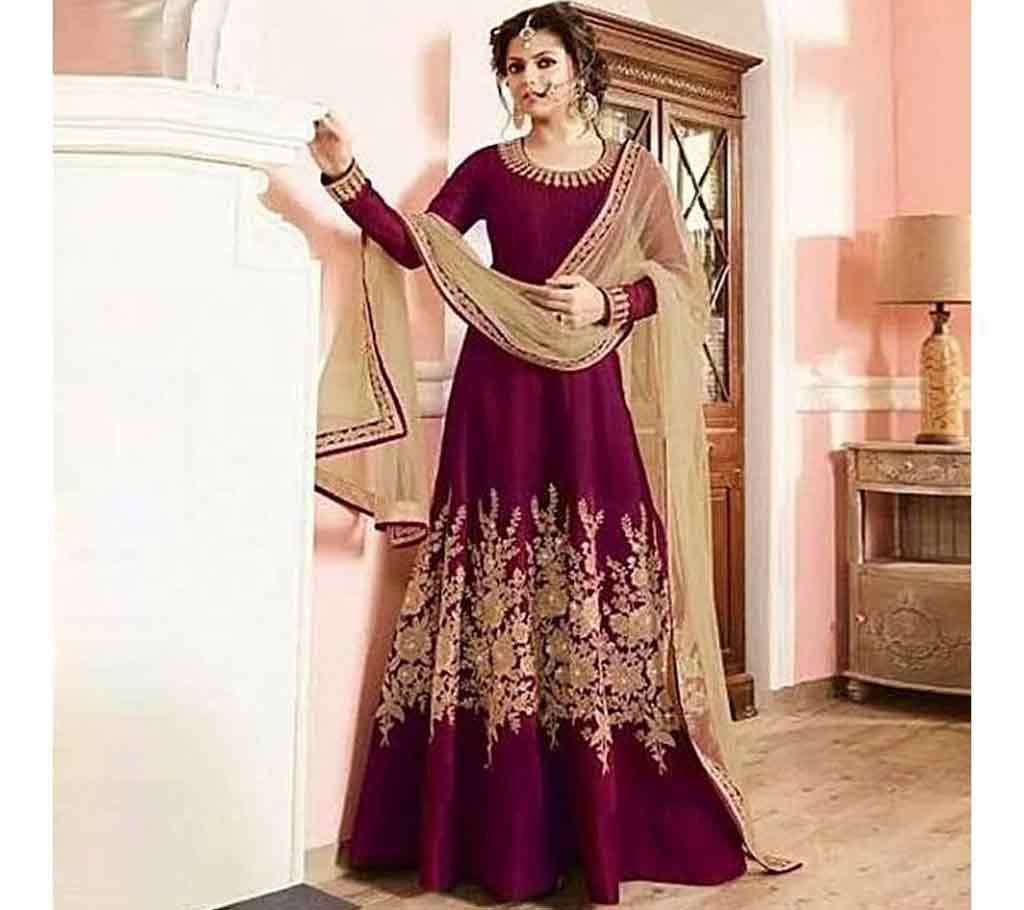 Unstitched Purple and Golden Embroidery Georgette (Copy)