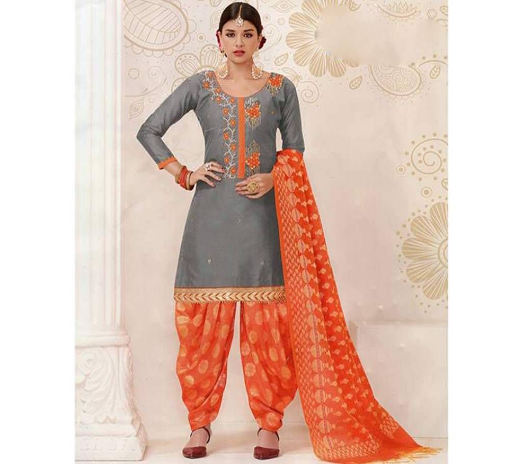 UNSTITCHED INDIAN KATAN 3 PIECE