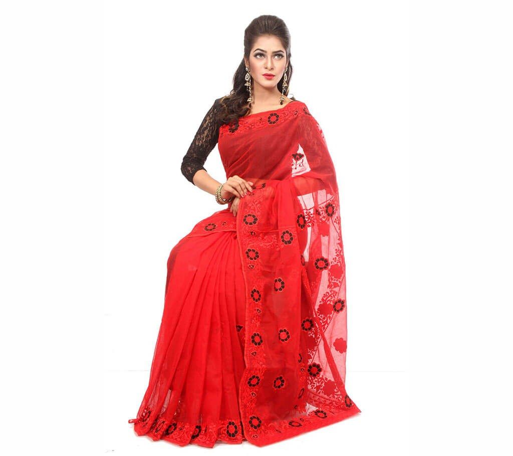 Pure muslin silk embroidery sharee