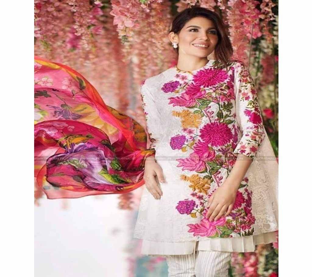 Unstitched Embroidered Lawn Salwar Kameez