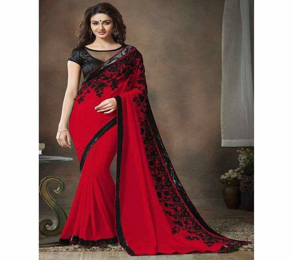 Indian Red Georgette Saree  