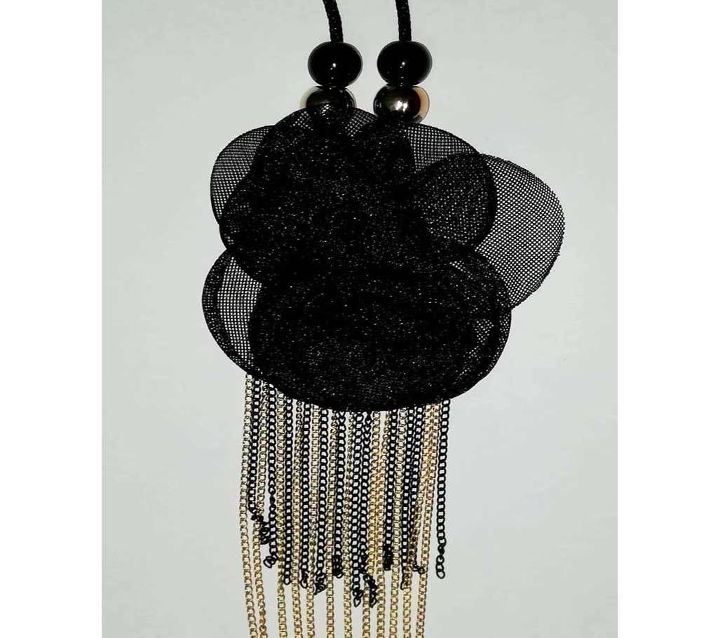 Long Chain Rose Necklace for Women - Black