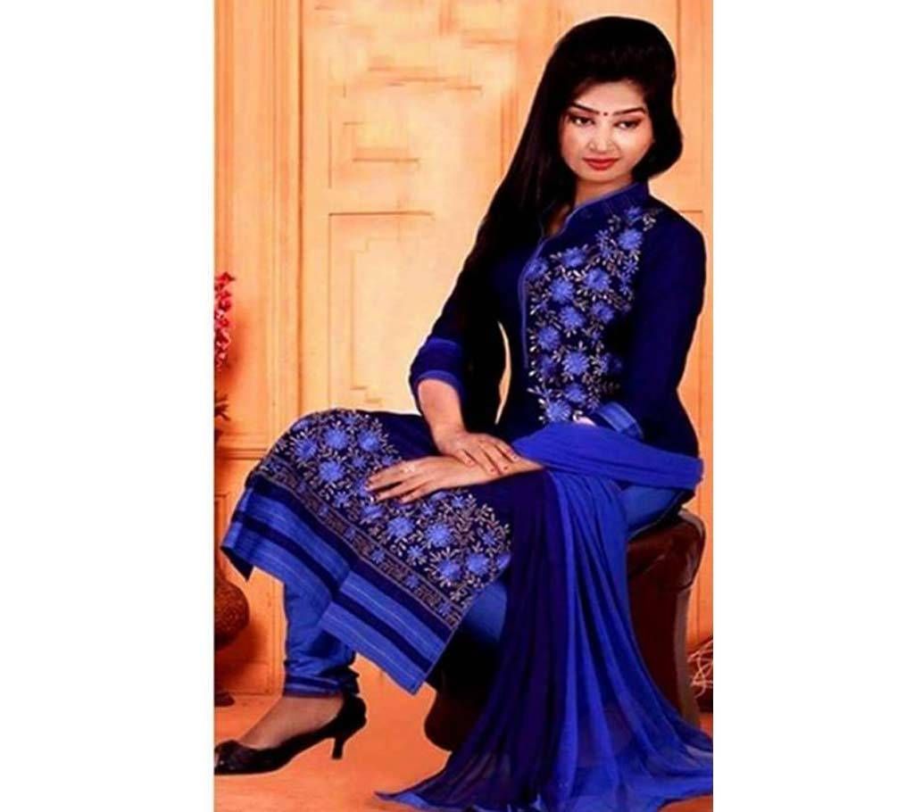 Unstitched block printed Rajdhani voyel cotton Salwar Kameez St block-104