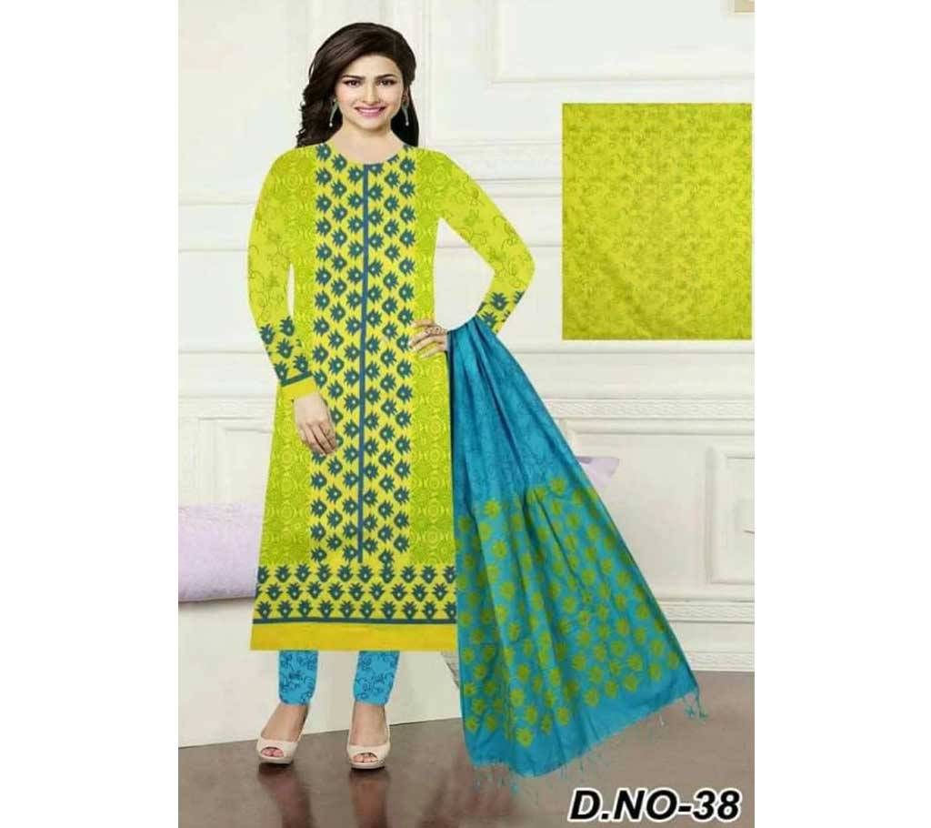 Un-stitched Rajdhani Voyel Cotton Block print Salwar kameez St block-918 - Copy