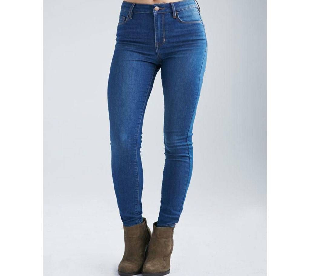 Girls Fashionable Mid Blue Colored Skinny Jeans
