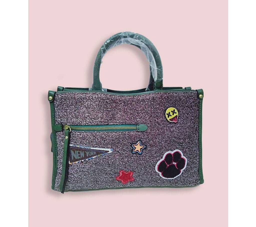 Green color glitter bag
