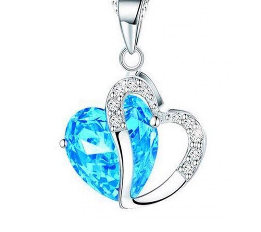 Necklace heart-shaped zircon crystal necklace chain clavicle sweater chain Women Heart Rhinestone Silver Pendant Jewelry