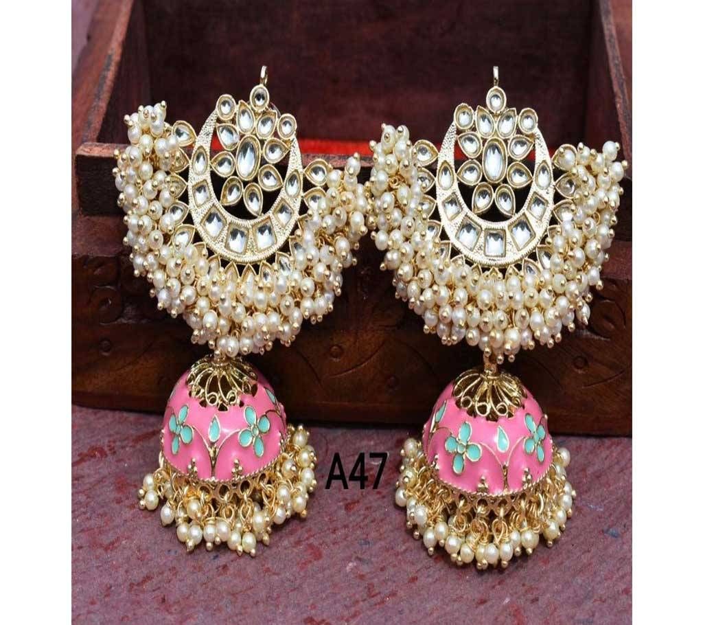 Earrings With Antique Design-Blush Pink