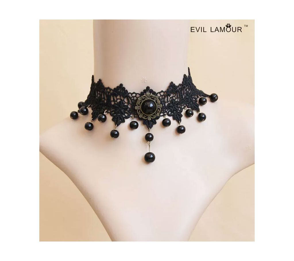 Black laces neck chain Beaded Necklace