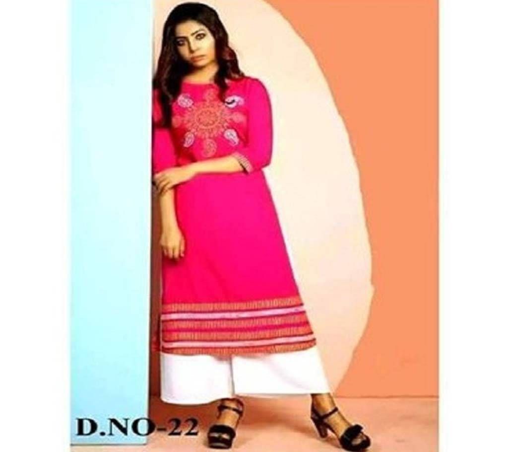 Latest Pink And White block Printed 2 pieces  Salwar Kameez for Women-free size