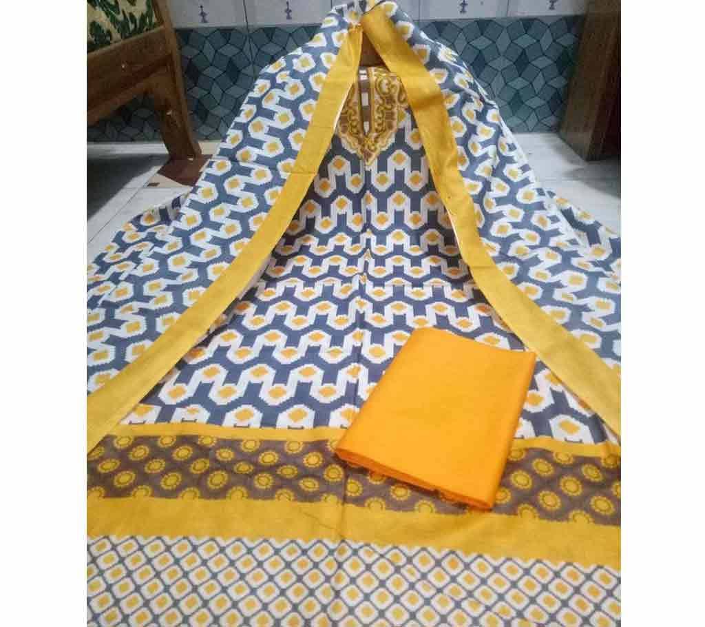 Unstitched Star Cotton print 3 pice - 013 - 0WH Top: Cotton