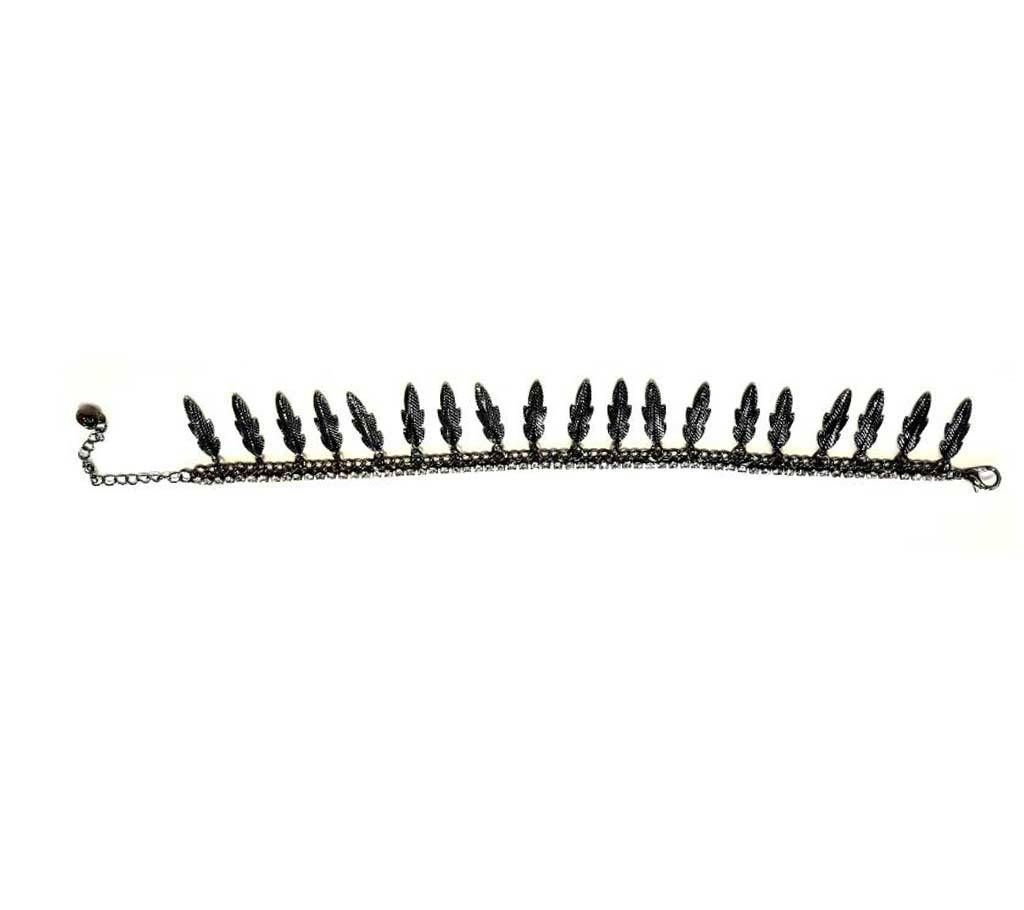 silver metal stone anklet payal for women