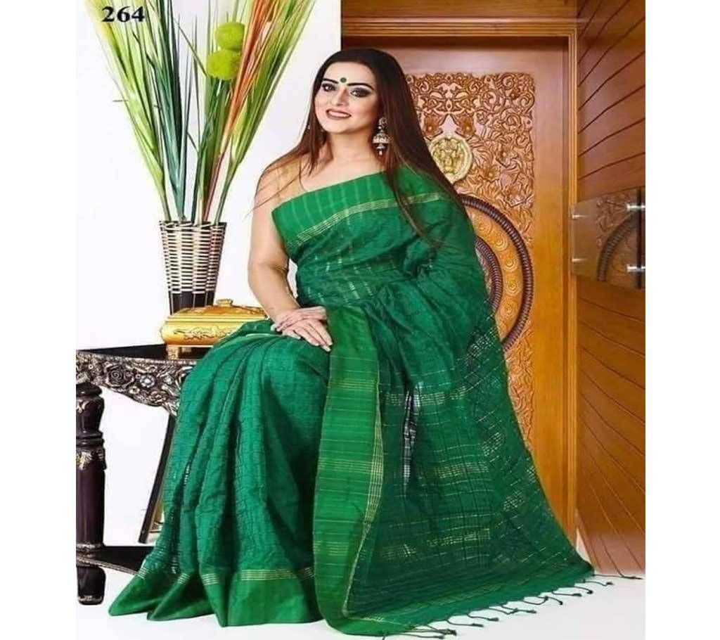Womens Monipuri Jhum Saree Without Blouse Piece Green