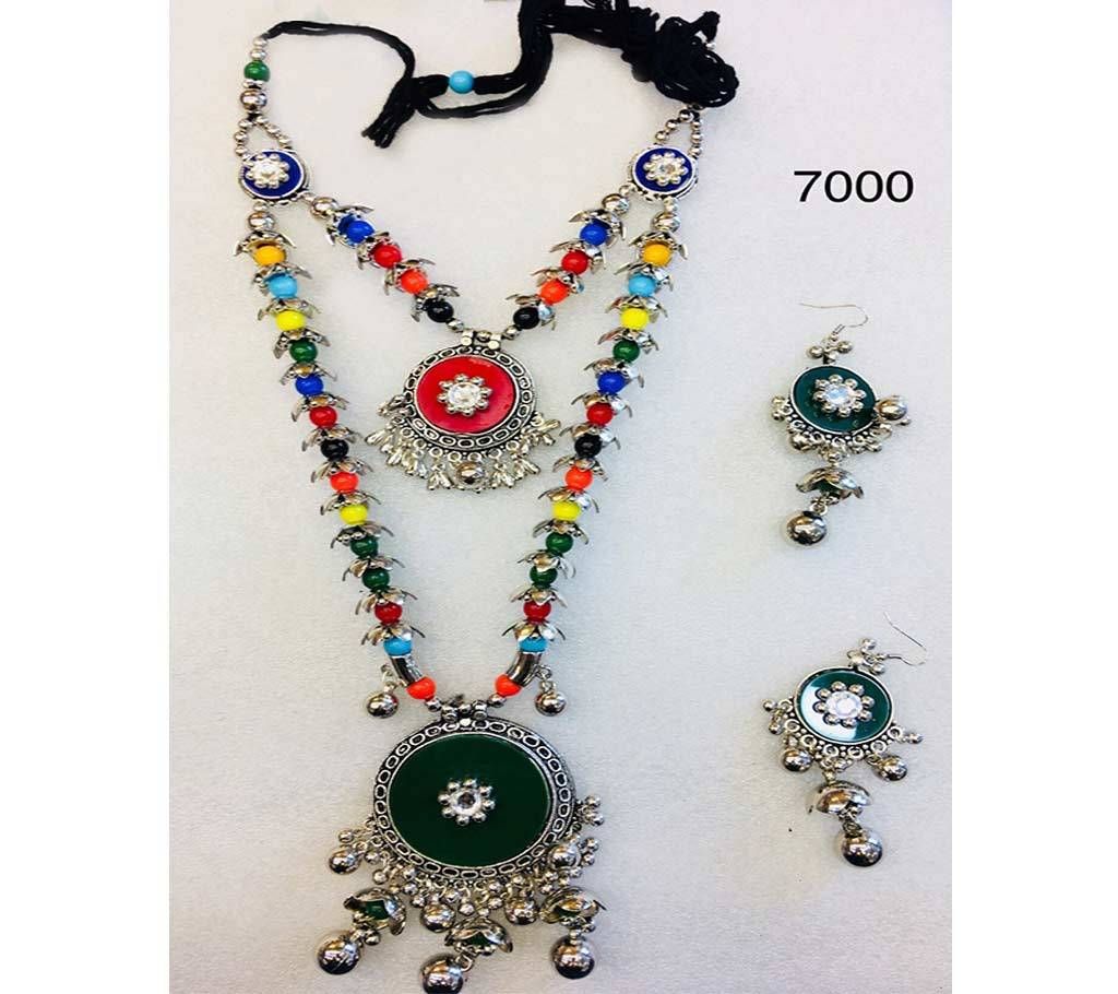 Afghani Double Layer Necklace With Earrings  