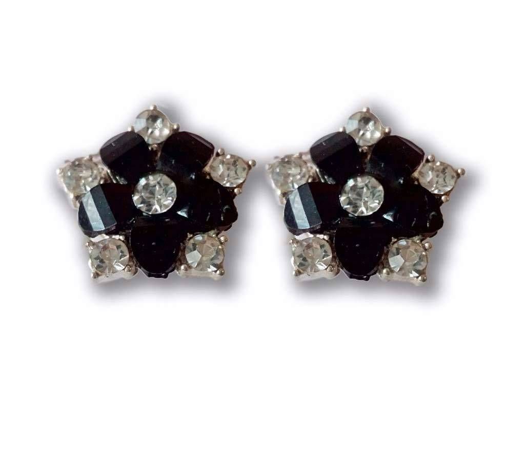 black flower ladies earring