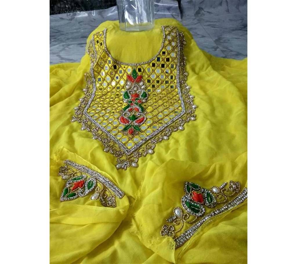 Karchupi work Viscose Unstitched Single Kamiz