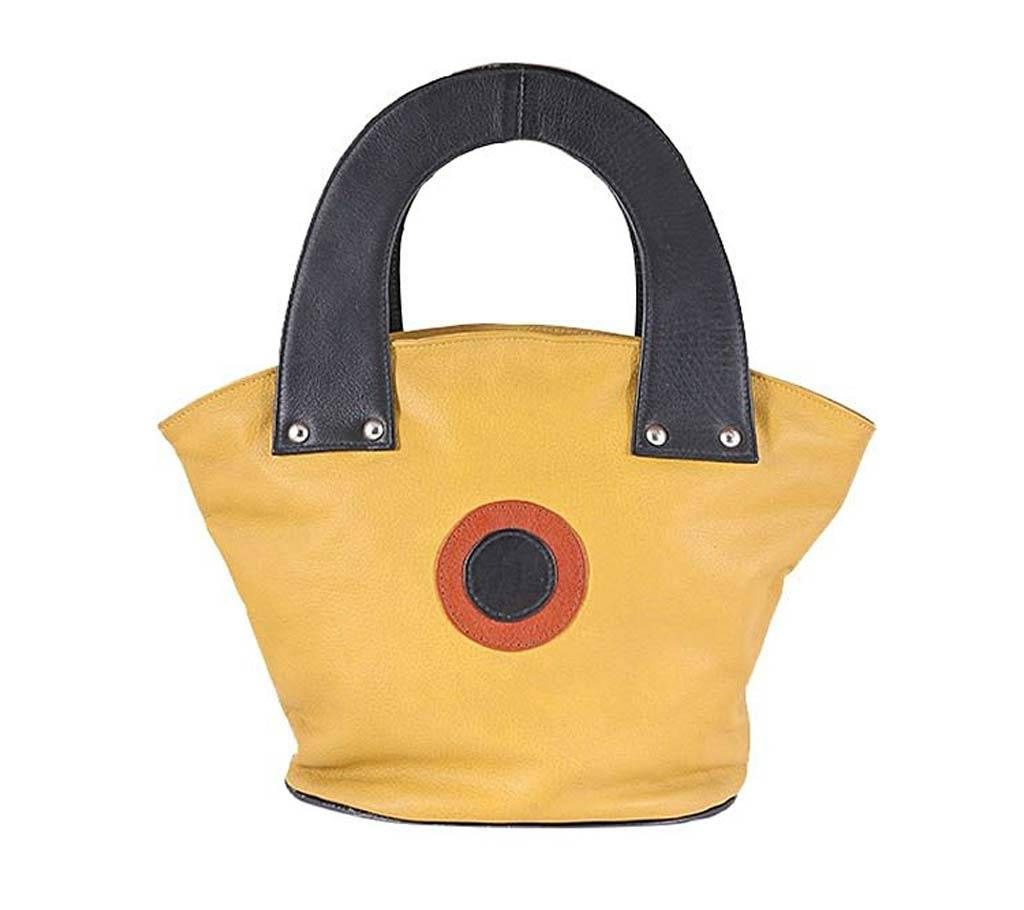 Yellow Leather Shoulder Bag For Woman