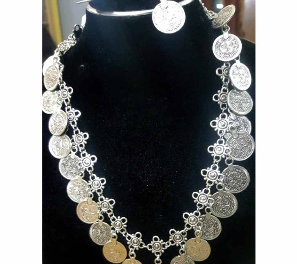  Silver Color Coin Necklace 
