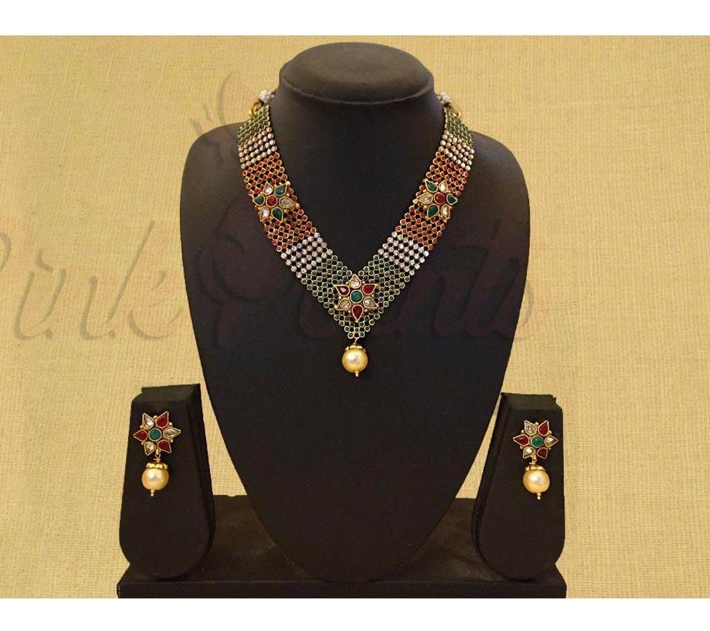 BROAD LINE SHAPE ANTIQUE NECKLACE (by Pink Point - NS-3185-100)