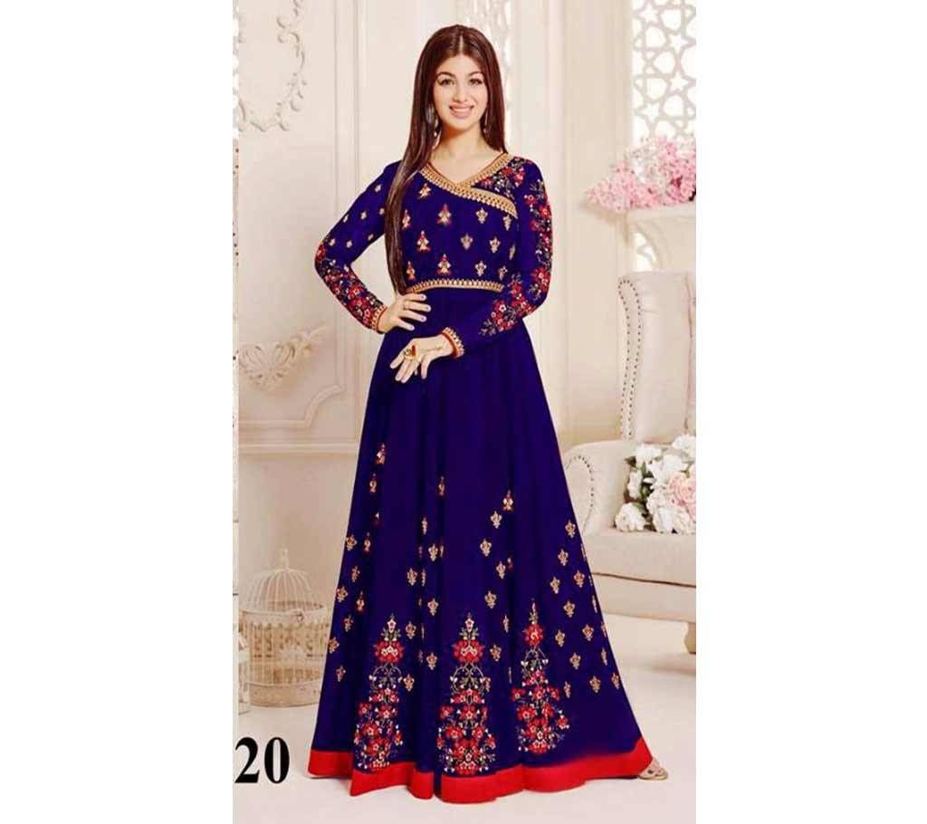Blue PartyWear Anarkali Unstitched Embroidery Work Georgette Salwar Suit (Copy)