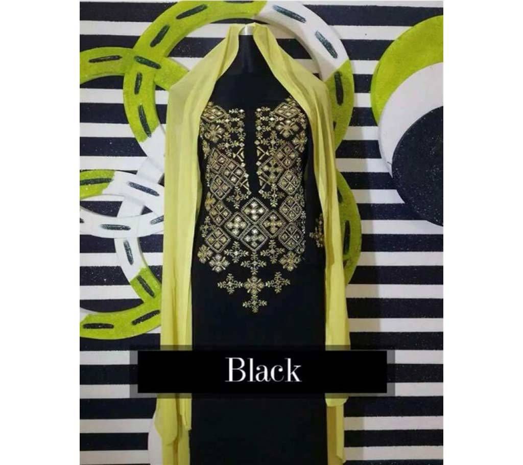 Un stitched Georgette embroidery work kameez and orna 