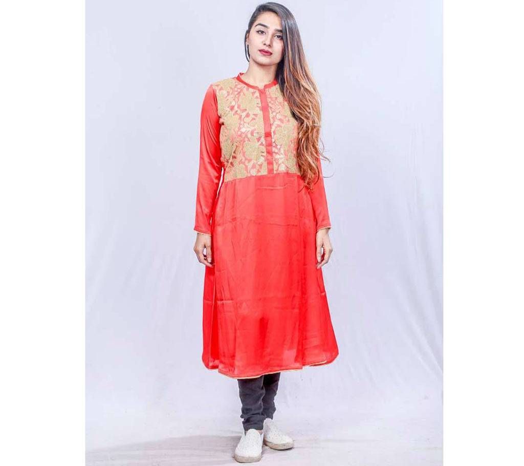 Red Shamu Silk Kurti for Women