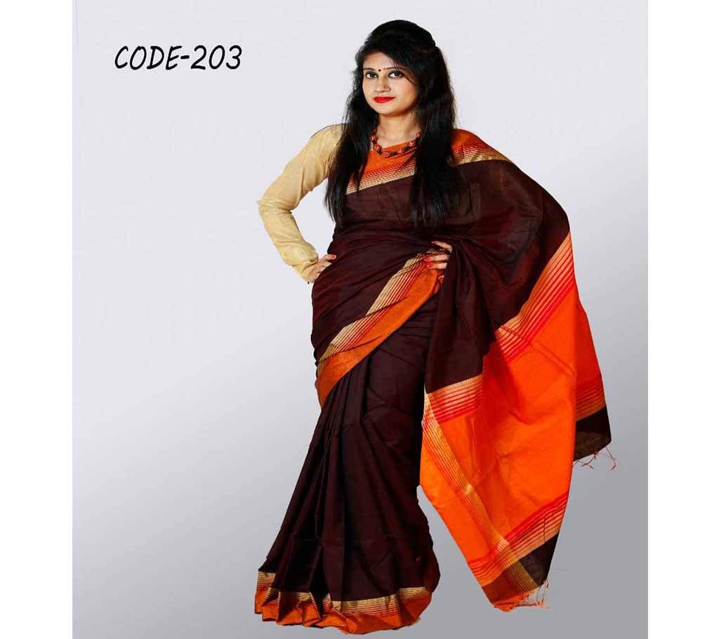 Black & Red Sof Half Silk Sharee