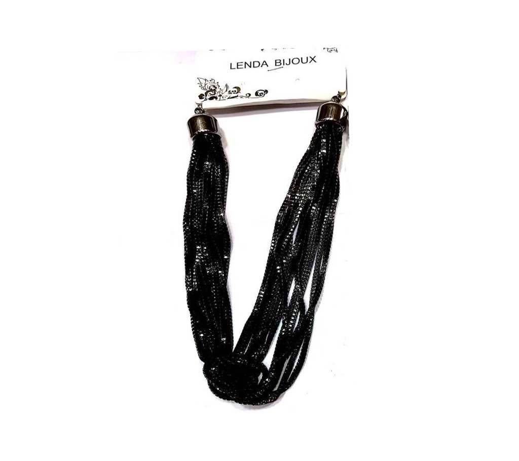 Metal Long Necklace for Women - Black
