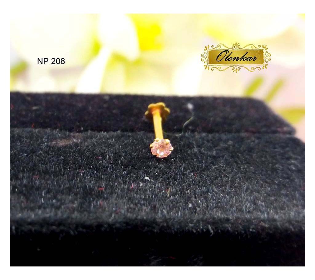 21K Pink Stone Nose Pin