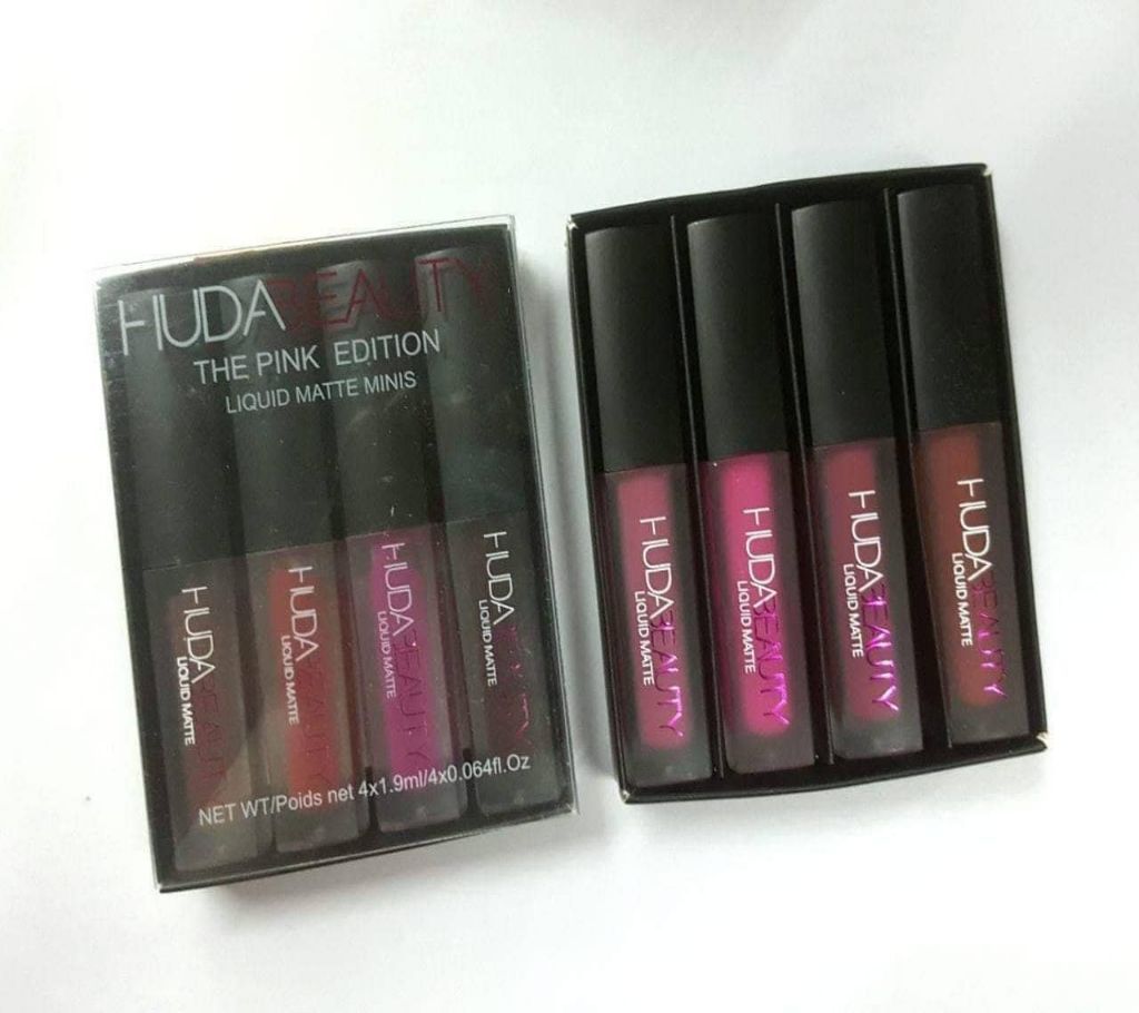 Huda Beauty liquid matte lipstick set of 4 pcs