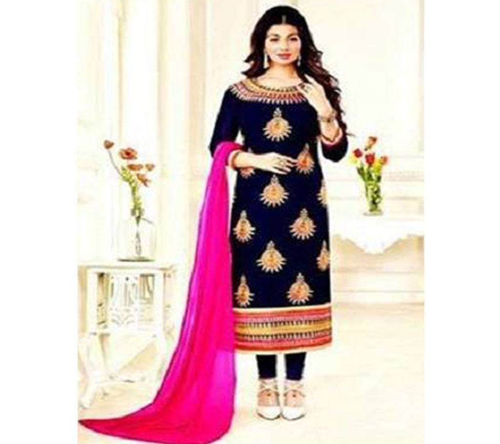 Unstitched block printed Rajdhani voyel cotton Salwar Kameez St block-438